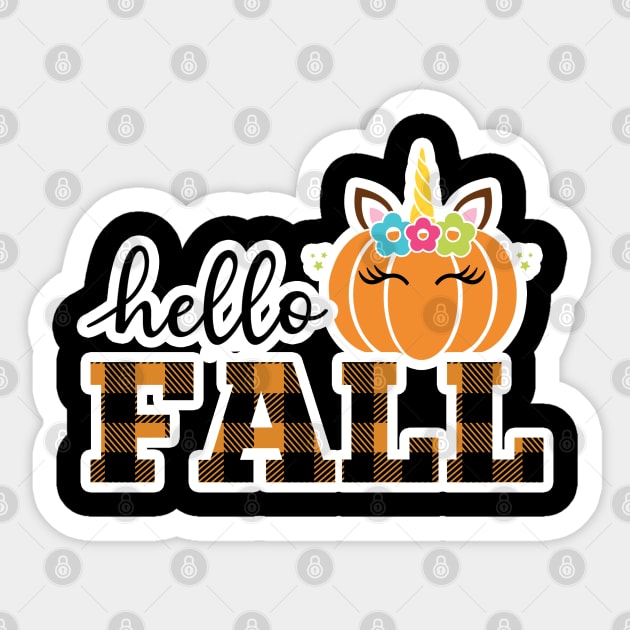 Say Hello Fall with a Unicorn Attitude (Dark bg) Sticker by ThinkLMAO